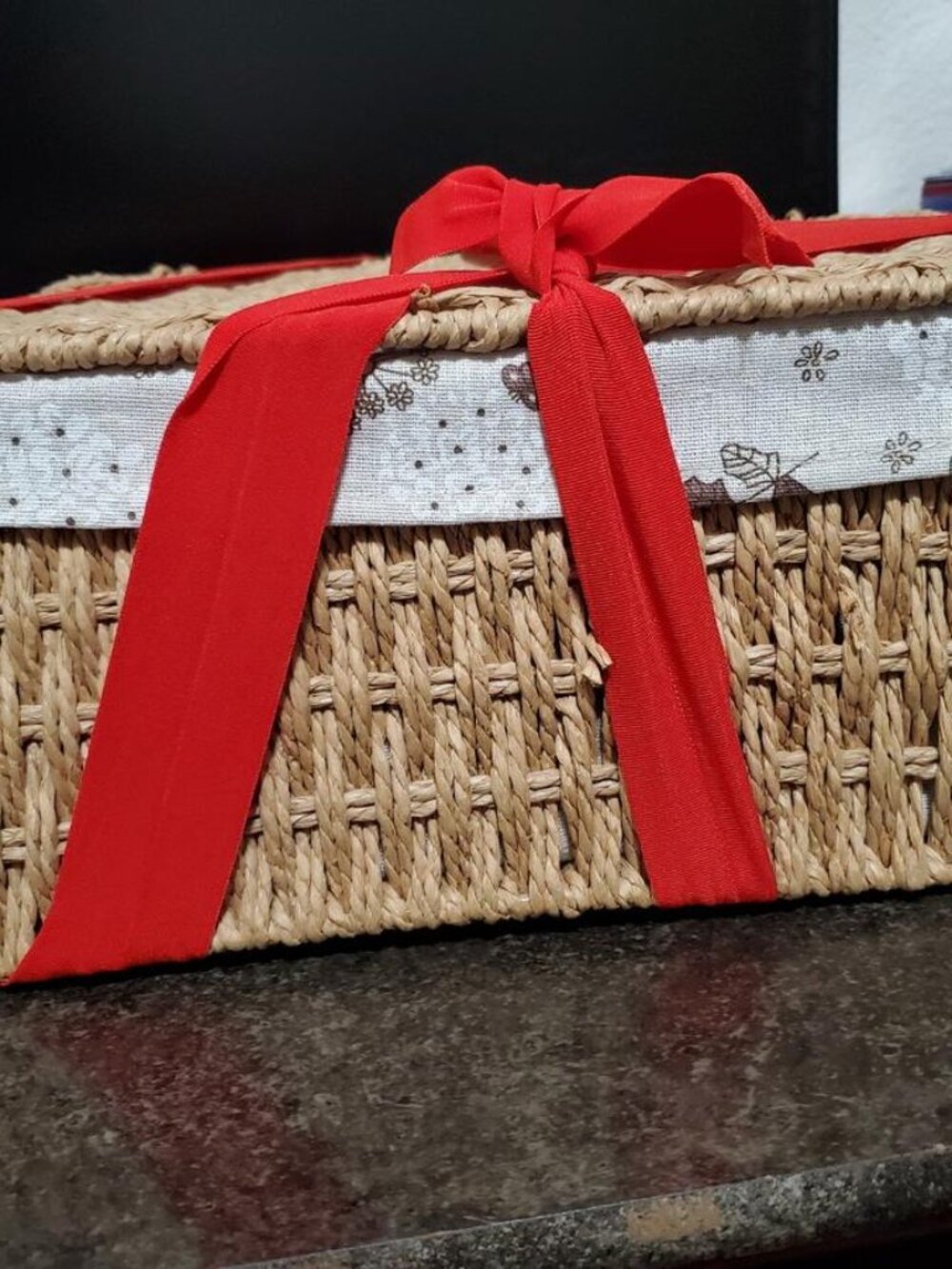 Gift Basket With Red Confetti Stuffing